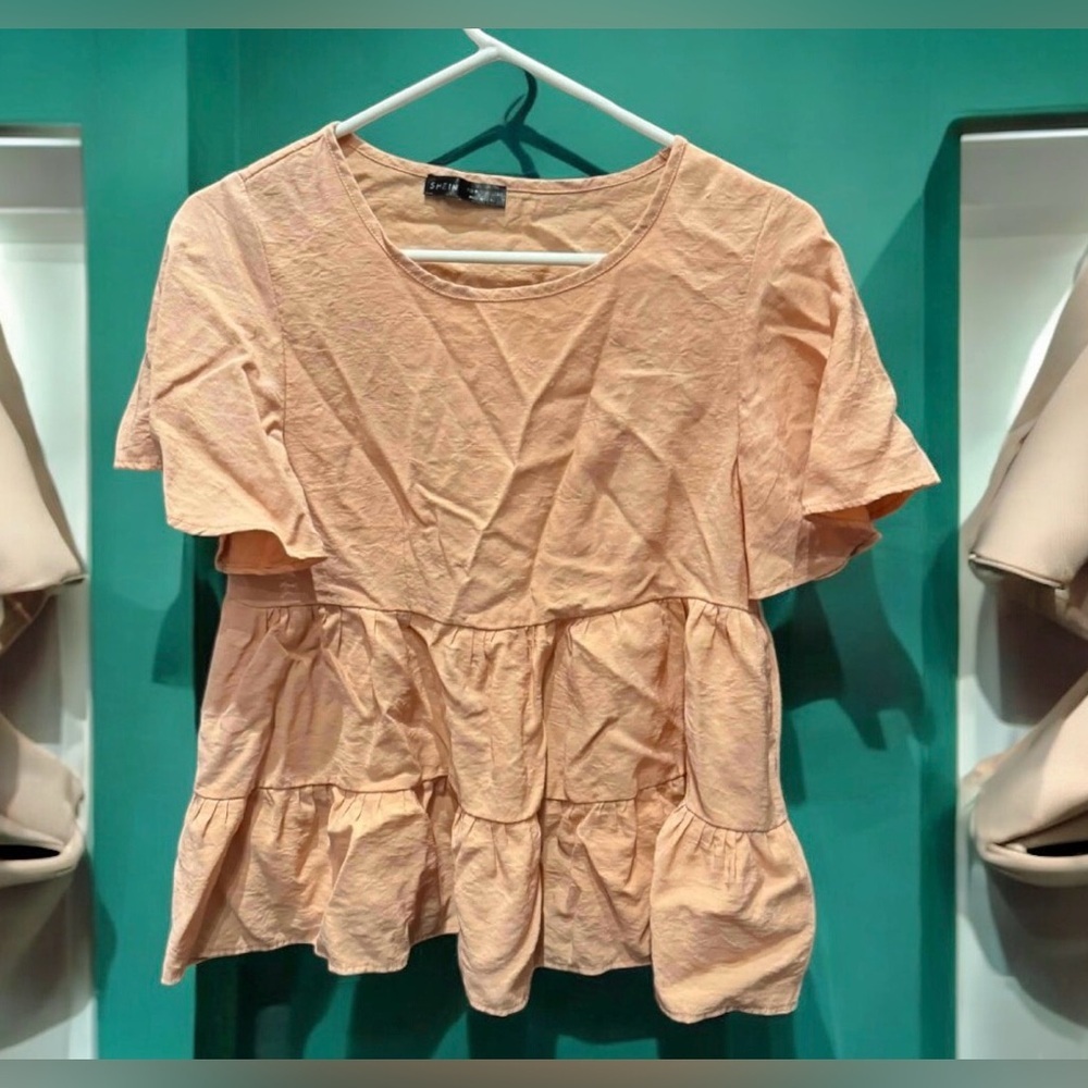 SHEIN Peach Ruffle Blouse MEDIUM
